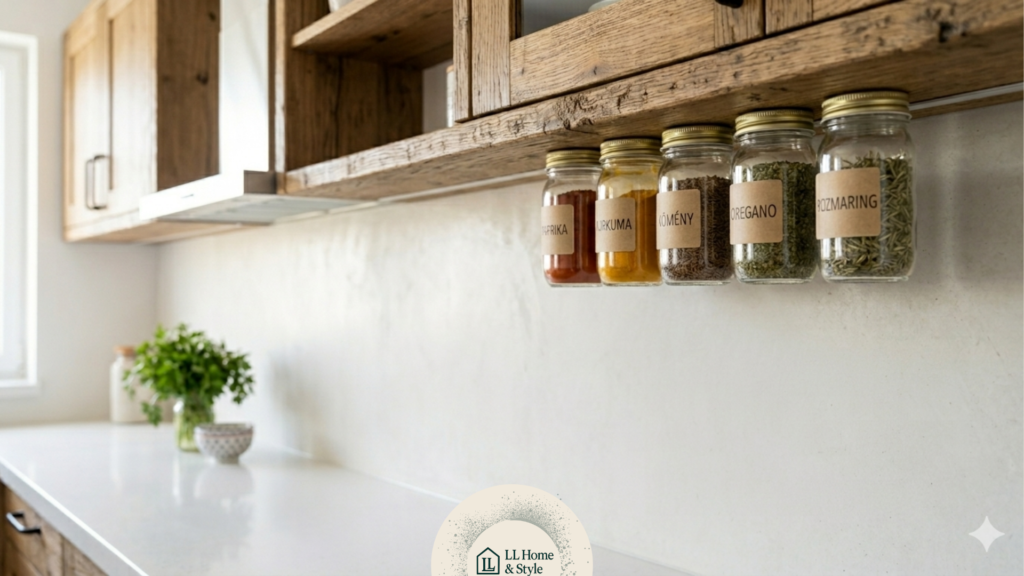 Under-cabinet floating jars as clever DIY storage ideas